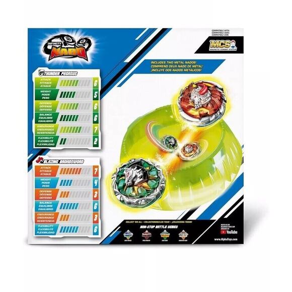 Metal Melee Battle Set Thunder Pegasus vs Blazing Broadsword Infinity Nado V NEW - Picture 3 of 7